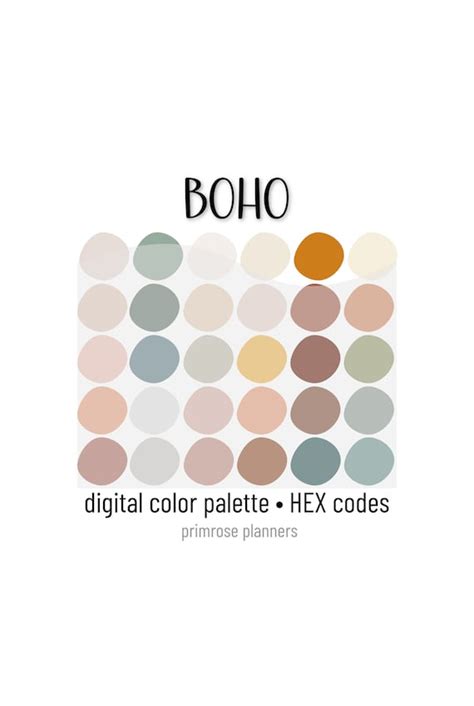 Boho Digital Color Palette Color Chart Goodnotes Tool Etsy Australia