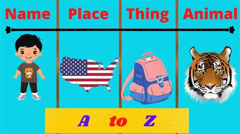 Name Place Things Animals A To Z Name Place Things Game Game