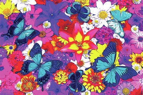 Butterflies And Flowers Painting By Jq Licensing Pixels
