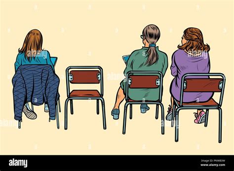 Sitting On Chairs Stock Vector Images Alamy