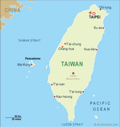Taiwan Map Taiwan Travel Maps From Word Travels