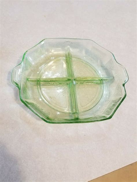 Anchor Hocking Green Princess 4 Part Relish Dish Depression Glass