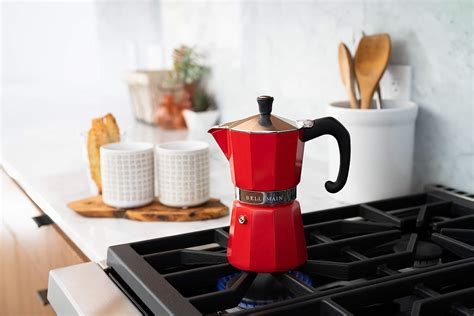 Buy Bellemain Stovetop Espresso Maker Moka Pot Red 6 Cup Online At