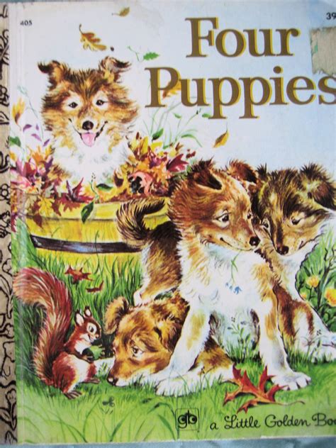 Little Golden Book Four Puppies Collies 1970s Toys Little Golden