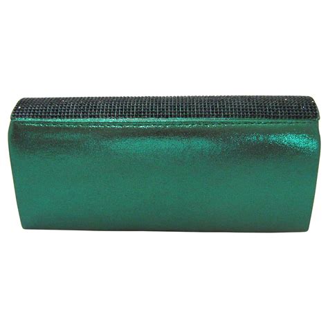 Rhinestone Crystal Envelope Clutch Purse Emerald Green