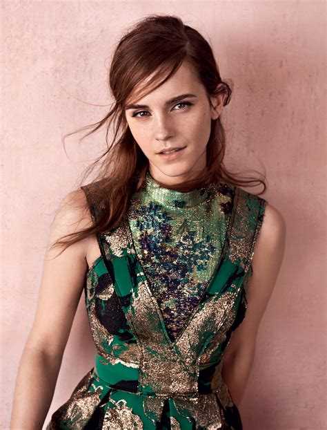 Emma Watson Wearing A Green And Gold Dress Remmawatson