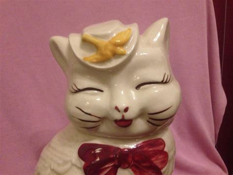 1940 1950s Shawnee Pottery Puss N Boots Long Tail Cat Cookie Jar And Cat Planter 1817509803