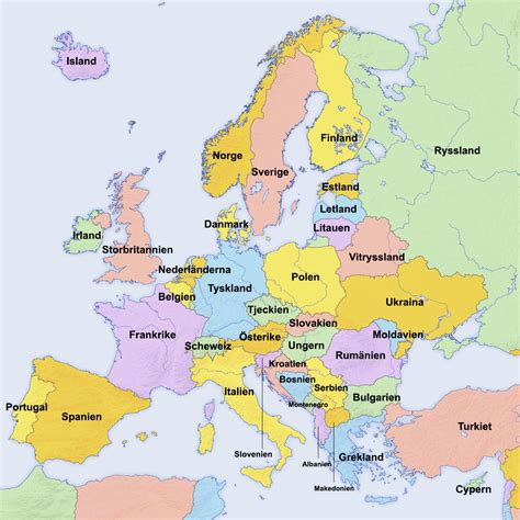 European Countries in Swedish : europe