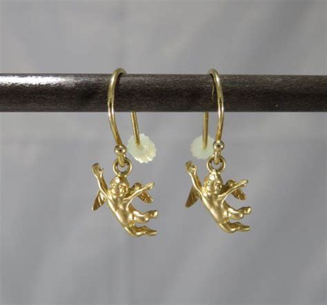 vintage 14k gold soaring angel drop earrings featuring elegant etsy fine gold jewelry gold