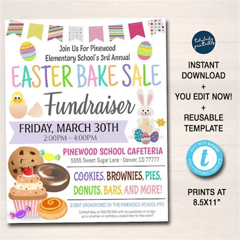 Easter Bake Sale Flyer Spring Fling Festival Flyer Printable Bakery