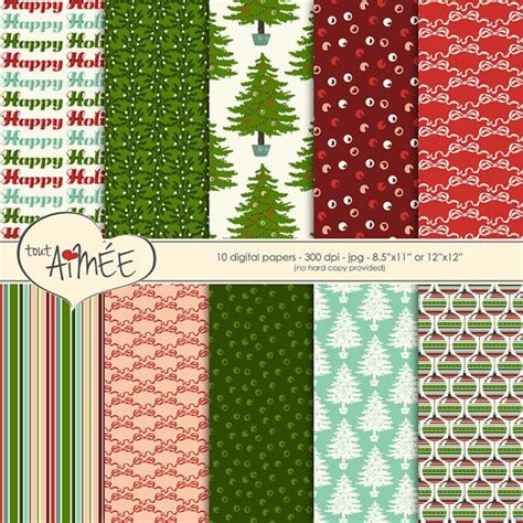 Printable Digital Scrapbook Paper Christmas Trees Stripes Etsy