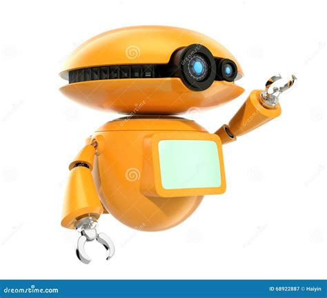 Orange Robot Shake Hand Isolated On White Background Stock Illustration