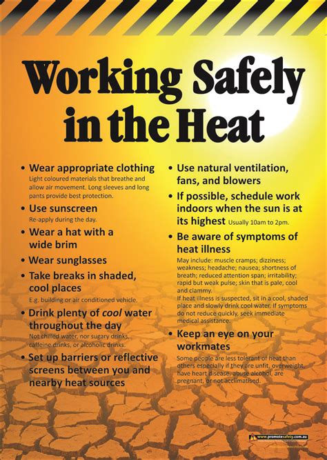 Working In Heat 2 Safety Posters Promote Safety Workplace Safety