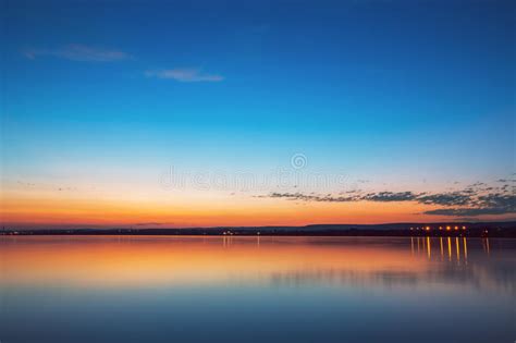 Colourful Sunset Over The Lake Stock Image Image Of