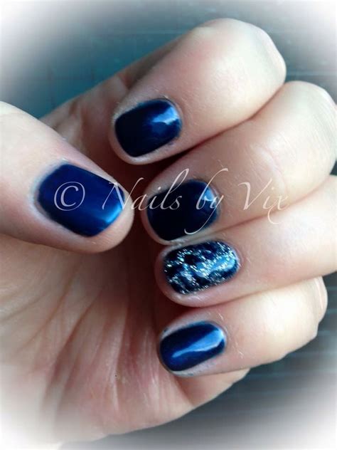 Cnd Shellac In Midnight Swim With Cerulean Blue Additive Nail Art
