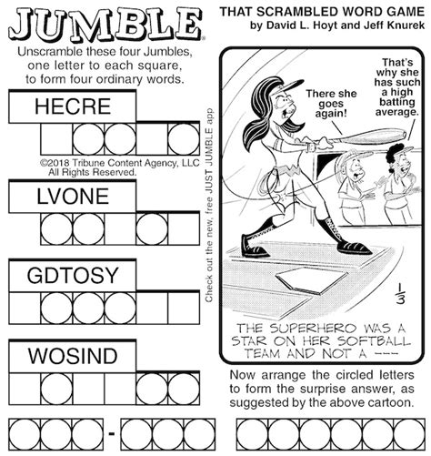 Jumble Puzzles Billboards And Batters Boomer Magazine