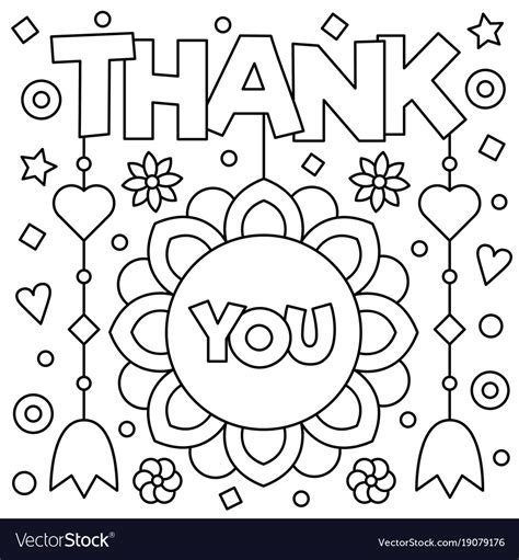 Thank you coloring page Royalty Free Vector Image