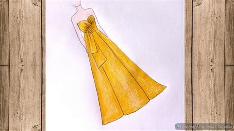 Sarı Abiye Elbise Çizimi Adım Adım Moda Tasarım Abiye çizim Elbİse
