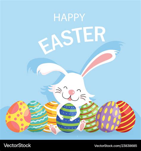 Happy Easter Greeting Card Cute Royalty Free Vector Image