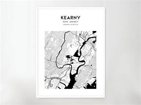 Kearny Map Poster Kearny Map Print Wall Art Nj City Map Etsy