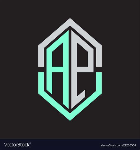 Ap Logo Monogram With Hexagon Shape And Outline Vector Image