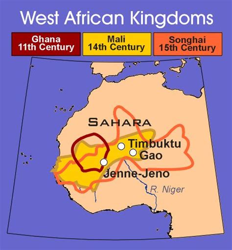 A Map Showing The Areas Of The Ghana Mali And Songhay States Mali