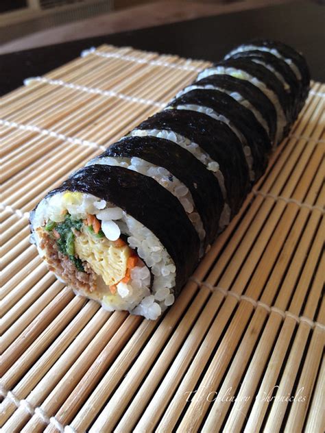 Blanch the spinach and boiling water for 20 secs and rinse under cold water. Kimbap - Korean Seaweed Rice Rolls