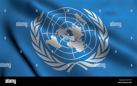 The United Nations Flag Realistic Fabric Texture Satin The United