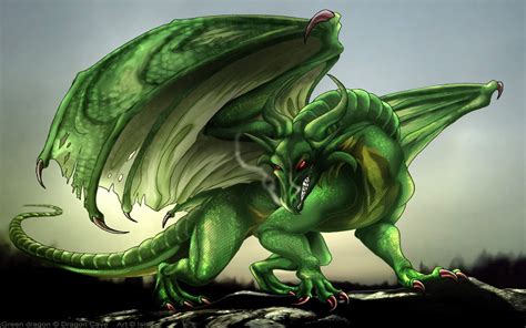Free Download Hd Wallpaper Green Dragon Fantasy Digital Art Hd