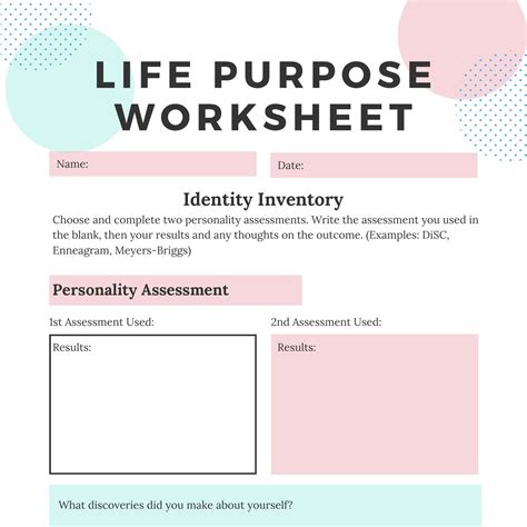 Life On Purpose Worksheets