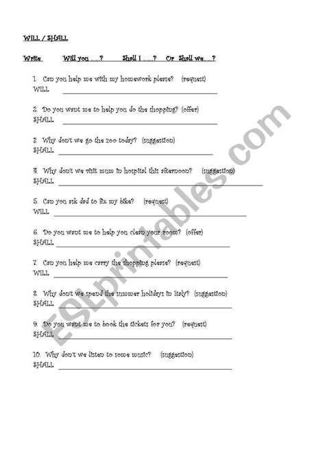 Will And Shall Worksheet For Grade 2