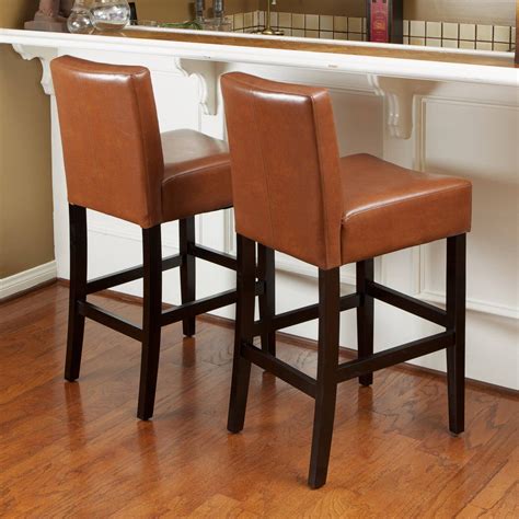 Lopez Hazelnut Leather Counter Stools 2 Pack