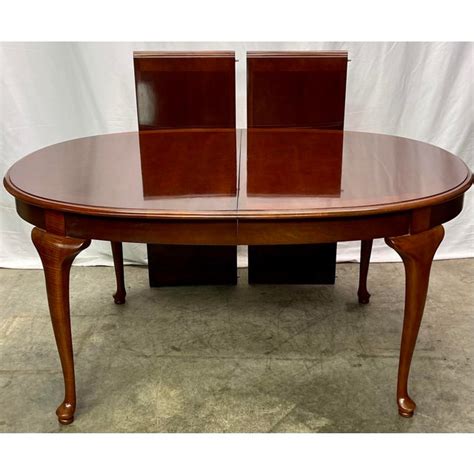 Vintage Solid Cherry Stanley Queen Anne Style Oval Extension Dining