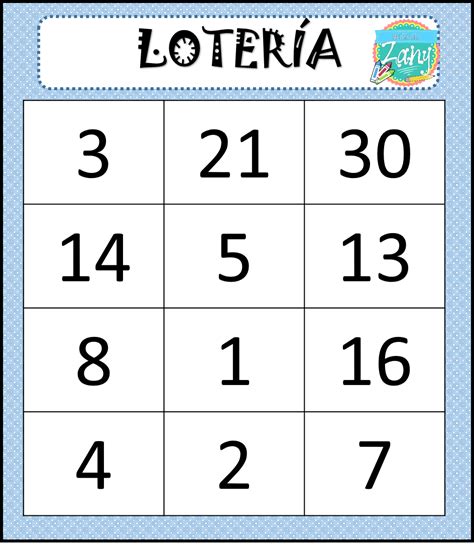 Cartones Loteria De Numeros Para Niños Del 1 Al 20 Para Imprimir