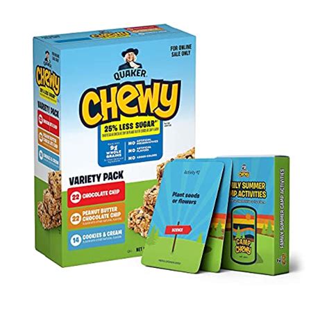 Quaker Chewy Lower Sugar Granola Bars 3 Flavor Variety Pack With Chewy