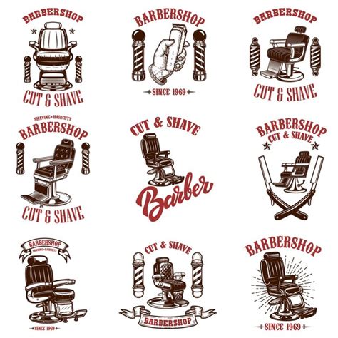 Premium Vector Set Of Vintage Barber Shop Emblems