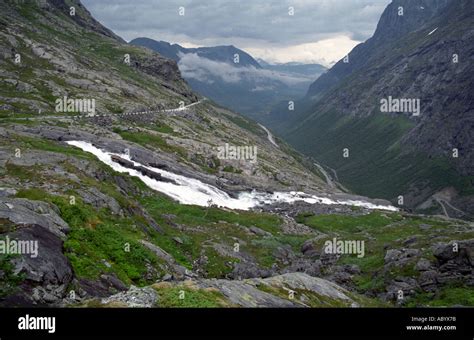 Scenic Of Troll Wall Trollveggen Mountains Romsdal Valley Norway Stock