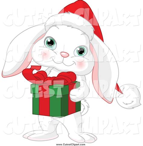 Cartoon Vector Clip Art Of A Cute White Christmas Bunny Rabbit