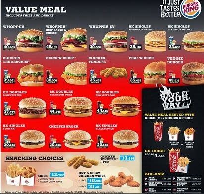 Triple cheese burger, so don't let anything stop you from getting some of that cheesy, gooey goodness from their stores now! 2015, Burger King, Daftar Harga, Harga Menu, Harga Menu ...