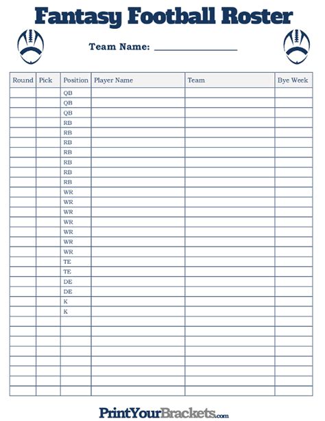 This customized view of your league can be printed or saved to pdf. Fantasy Football Blank Draft Sheet - FREE DOWNLOAD - Aashe