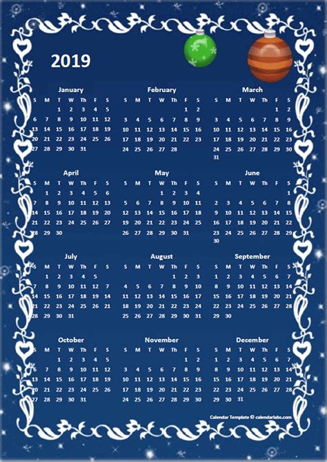 2019 Yearly Calendar Design Template Free Printable Templates