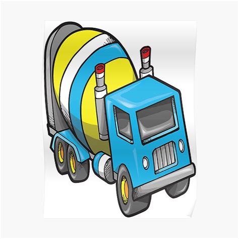 Kids Cement Trucks And Cars Cartoon Teachtoon Poster By Projectx23
