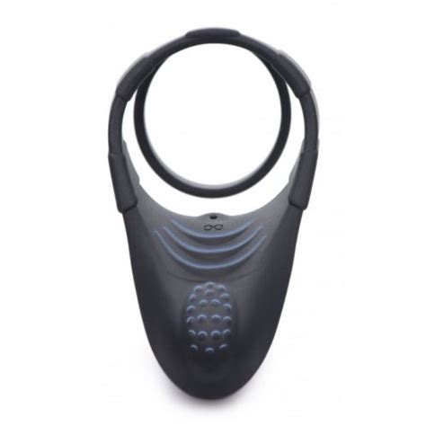 Trinity 4 Men Rechargeable Silicone Cock Ring With Vibrating Taint Stimulator Black Sex Toy