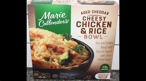 Marie Callenders Aged Cheddar Cheesy Chicken Rice Bowl Review YouTube
