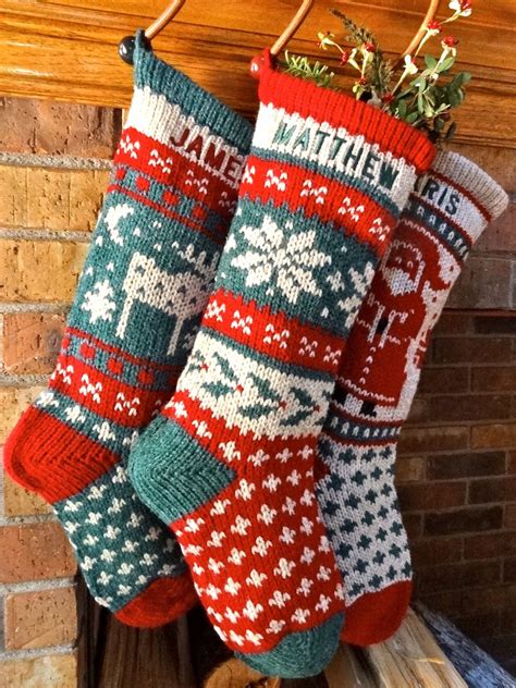 Knitted Personalized Christmas Stockings Via Etsy Knitted Christmas