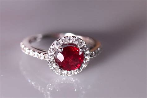 14k white gold ruby ring, natural ruby, halo ruby ring, gold ruby ring, ruby engagement, diamond 