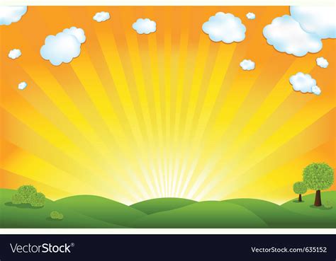 Green Field And Sunrise Royalty Free Vector Image