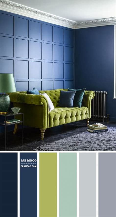 Chartreuse And Navy Blue Living Room Dark Living Room