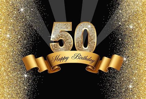 Vinyl Happy 50e Verjaardag Partij Glitter Fotografie Studio Achtergrond