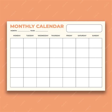 Plantilla De Calendario Mensual En Blanco Simple Vector Gratis